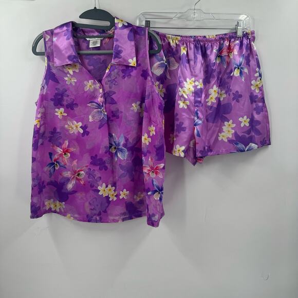Secret Treasures Purple Floral PJ set - Picture 1 of 6